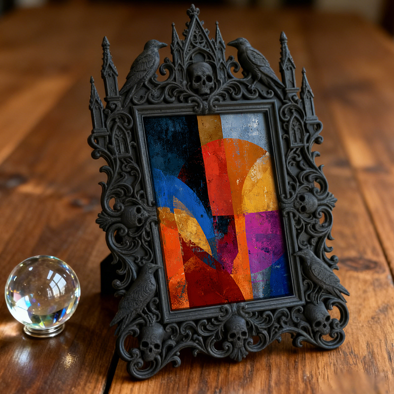 Quick-sellout Gothic Dark-style Photo Frame | Gothic Handmade Clay Shop Window Decor, Photo Ornament, Dual-use Display, Retro Plastic Frame