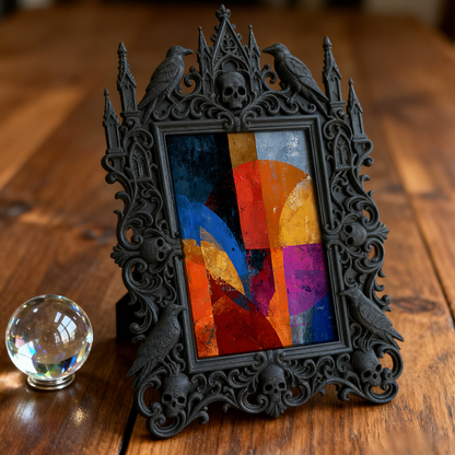 Quick-sellout Gothic Dark-style Photo Frame | Gothic Handmade Clay Shop Window Decor, Photo Ornament, Dual-use Display, Retro Plastic Frame
