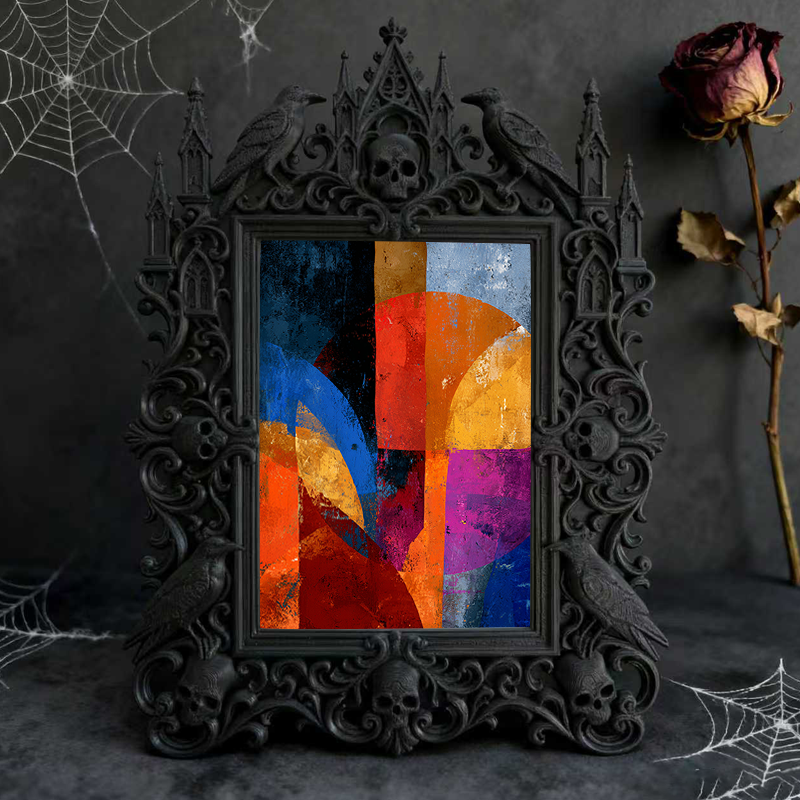 Quick-sellout Gothic Dark-style Photo Frame | Gothic Handmade Clay Shop Window Decor, Photo Ornament, Dual-use Display, Retro Plastic Frame