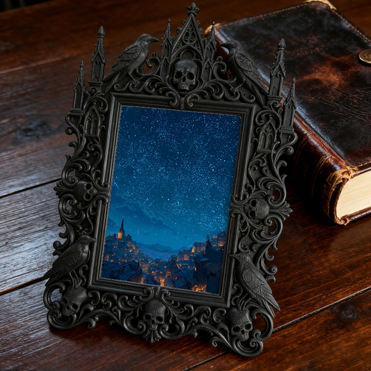 Highly-coveted Gothic Dark-style Photo Frame | Witchy Crystal Pendant Shop Decor, Photo Ornament, Wall-mountable & Tabletop, Scratch-resista