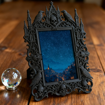 Highly-coveted Gothic Dark-style Photo Frame | Witchy Crystal Pendant Shop Decor, Photo Ornament, Wall-mountable & Tabletop, Scratch-resista