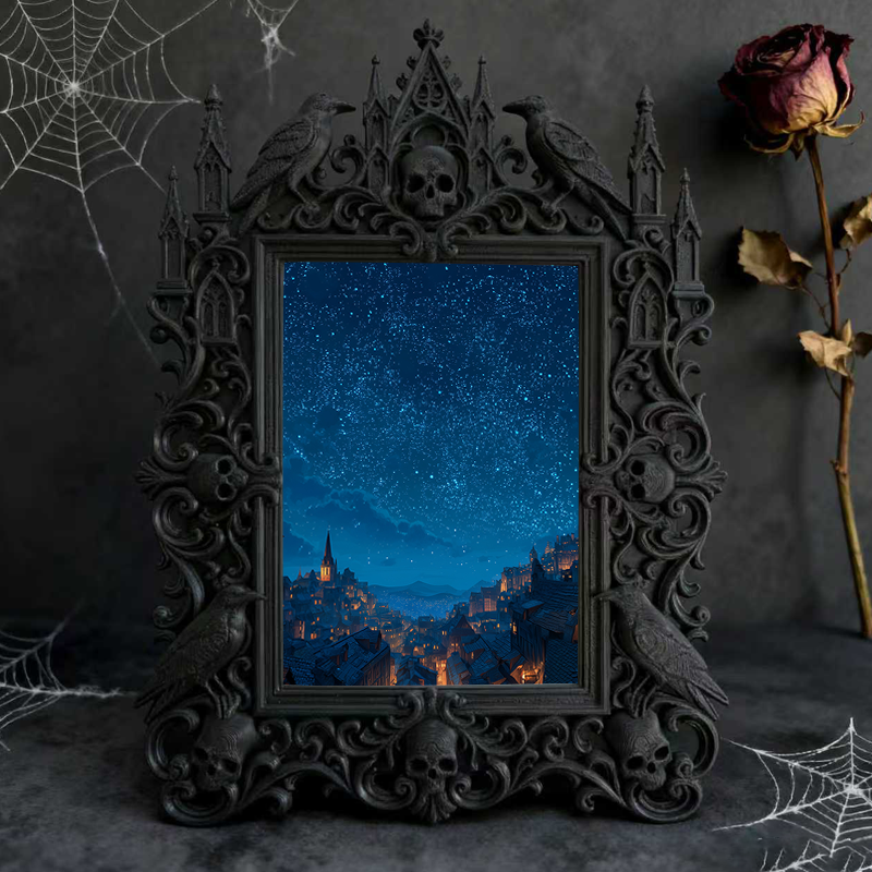 Highly-coveted Gothic Dark-style Photo Frame | Witchy Crystal Pendant Shop Decor, Photo Ornament, Wall-mountable & Tabletop, Scratch-resista