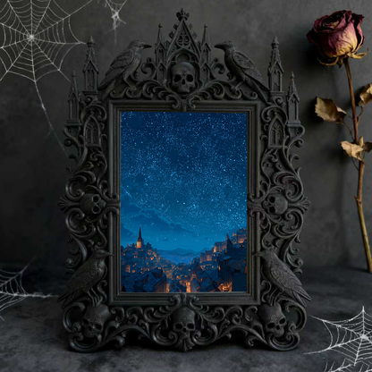 Highly-coveted Gothic Dark-style Photo Frame | Witchy Crystal Pendant Shop Decor, Photo Ornament, Wall-mountable & Tabletop, Scratch-resista