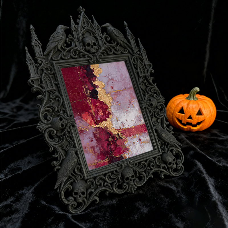 Exclusive-stock Gothic Dark-style Photo Frame | Occult Rune Stone Shop Decor, Photo Ornament, Wall-mountable & Tabletop, Collectible Frame