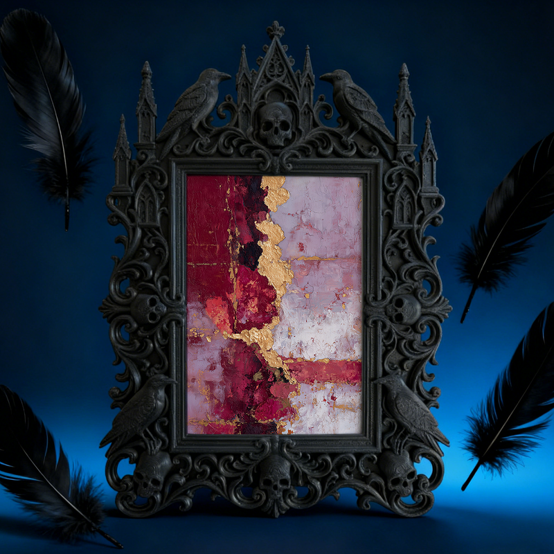 Exclusive-stock Gothic Dark-style Photo Frame | Occult Rune Stone Shop Decor, Photo Ornament, Wall-mountable & Tabletop, Collectible Frame