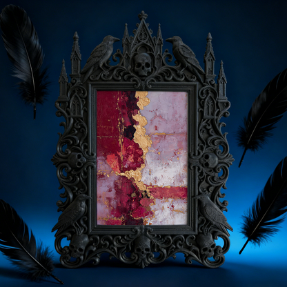 Exclusive-stock Gothic Dark-style Photo Frame | Occult Rune Stone Shop Decor, Photo Ornament, Wall-mountable & Tabletop, Collectible Frame
