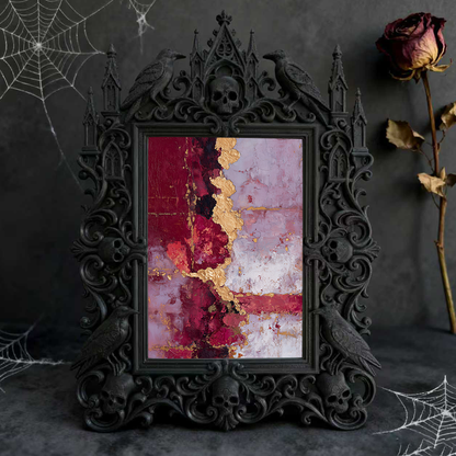 Exclusive-stock Gothic Dark-style Photo Frame | Occult Rune Stone Shop Decor, Photo Ornament, Wall-mountable & Tabletop, Collectible Frame