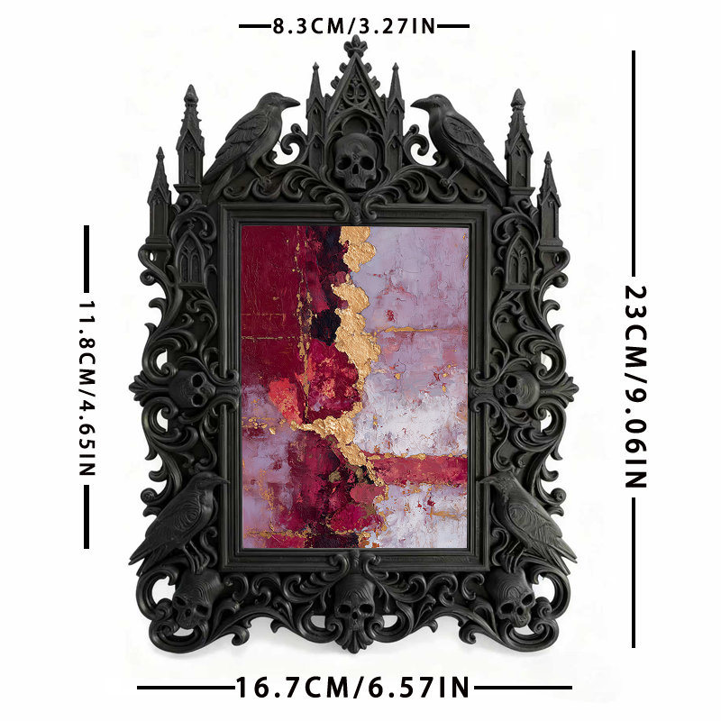 Exclusive-stock Gothic Dark-style Photo Frame | Occult Rune Stone Shop Decor, Photo Ornament, Wall-mountable & Tabletop, Collectible Frame
