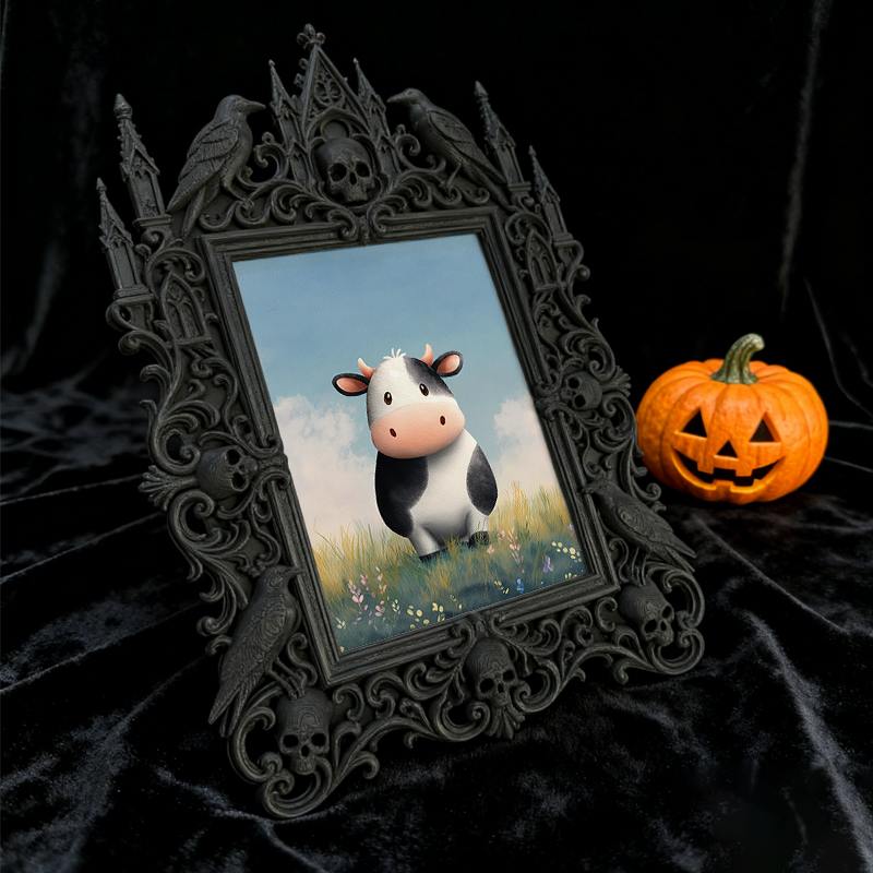Sought-after Gothic Dark-style Photo Frame | Werewolf Themed Outdoor Bonfire Party Decor, Photo Ornament, Wall/Table Dual-use, Rustic Frame