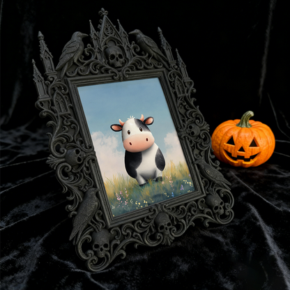 Sought-after Gothic Dark-style Photo Frame | Werewolf Themed Outdoor Bonfire Party Decor, Photo Ornament, Wall/Table Dual-use, Rustic Frame