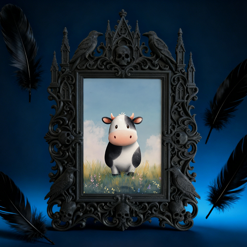 Sought-after Gothic Dark-style Photo Frame | Werewolf Themed Outdoor Bonfire Party Decor, Photo Ornament, Wall/Table Dual-use, Rustic Frame