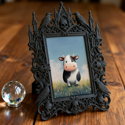 Sought-after Gothic Dark-style Photo Frame | Werewolf Themed Outdoor Bonfire Party Decor, Photo Ornament, Wall/Table Dual-use, Rustic Frame