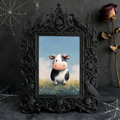 Sought-after Gothic Dark-style Photo Frame | Werewolf Themed Outdoor Bonfire Party Decor, Photo Ornament, Wall/Table Dual-use, Rustic Frame