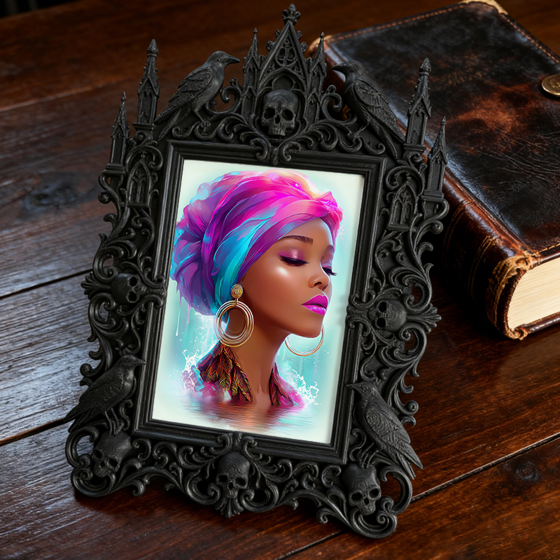 Pinterest-viral Gothic Dark-style Photo Frame | Gothic Lash Extension Studio Decor, Photo Ornament, Wall-mountable & Tabletop, High-gloss Fr