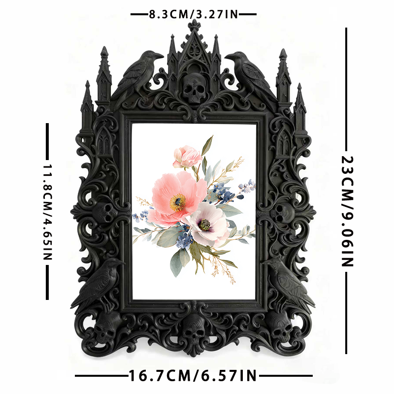 Edgy-cool Gothic Dark-style Photo Frame | Horror Movie Collectibles Room Decor, Photo Ornament, Dual-use Display, Minimalist Frame