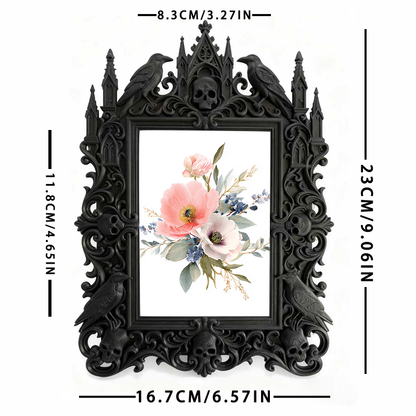 Edgy-cool Gothic Dark-style Photo Frame | Horror Movie Collectibles Room Decor, Photo Ornament, Dual-use Display, Minimalist Frame