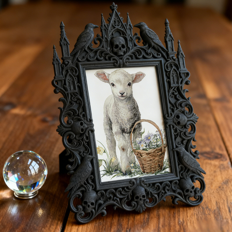 Luxe-minimalist Gothic Dark-style Photo Frame | Dark Calligraphy Wedding Seating Chart Display, Photo Ornament, Wall-mountable & Tabletop, P