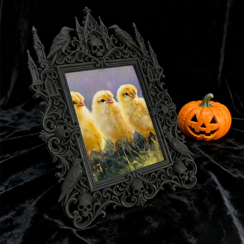 One-of-a-kind Gothic Dark-style Photo Frame | Witchy Herbal Sachet Shop Decor, Photo Ornament, Wall-mountable & Tabletop, Portable Frame