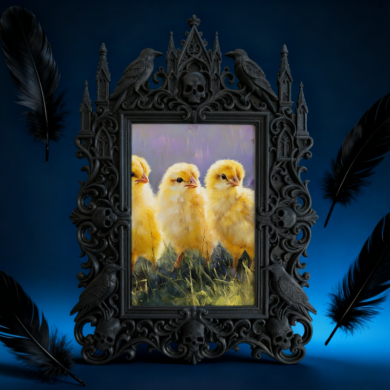 One-of-a-kind Gothic Dark-style Photo Frame | Witchy Herbal Sachet Shop Decor, Photo Ornament, Wall-mountable & Tabletop, Portable Frame