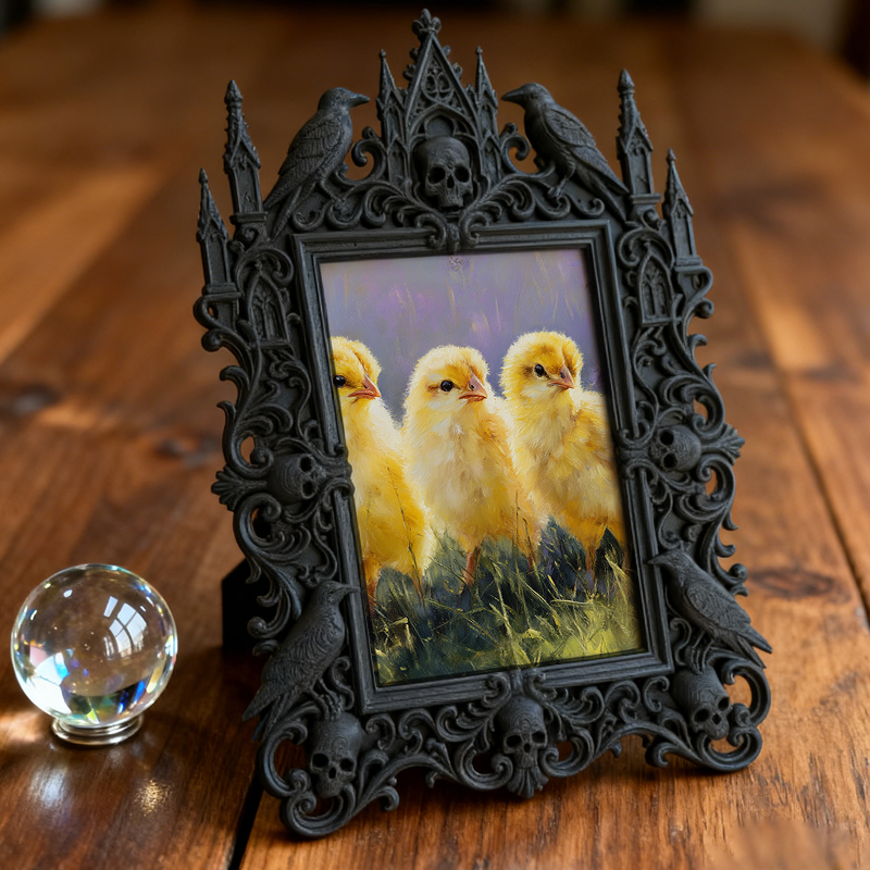 One-of-a-kind Gothic Dark-style Photo Frame | Witchy Herbal Sachet Shop Decor, Photo Ornament, Wall-mountable & Tabletop, Portable Frame