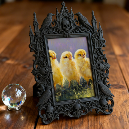 One-of-a-kind Gothic Dark-style Photo Frame | Witchy Herbal Sachet Shop Decor, Photo Ornament, Wall-mountable & Tabletop, Portable Frame