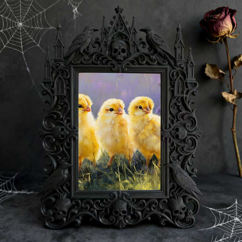 One-of-a-kind Gothic Dark-style Photo Frame | Witchy Herbal Sachet Shop Decor, Photo Ornament, Wall-mountable & Tabletop, Portable Frame