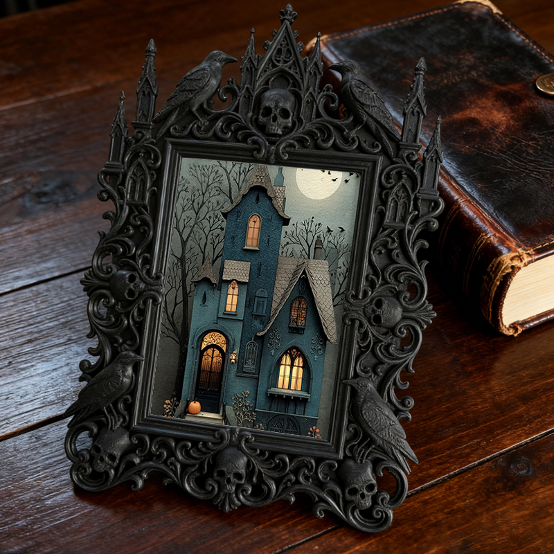Tough-built Gothic Dark-style Photo Frame | Gothic Motorcycle Gear Shop Decor, Photo Ornament, Dual-use Display, Wear-resistant Frame