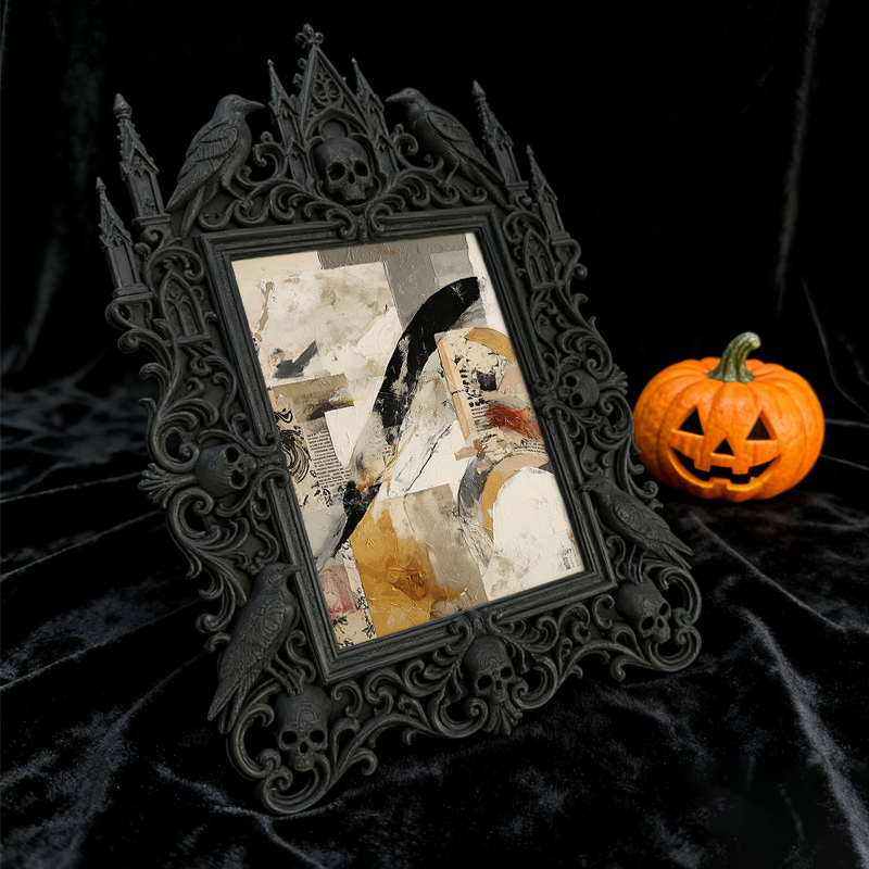 Elegant-modern Gothic Dark-style Photo Frame | Paranormal Themed Bookstore Nook Decor, Photo Ornament, Wall-mountable & Tabletop, Elegant Fr