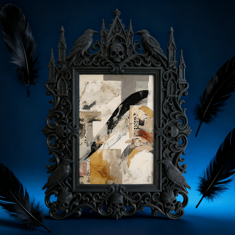 Elegant-modern Gothic Dark-style Photo Frame | Paranormal Themed Bookstore Nook Decor, Photo Ornament, Wall-mountable & Tabletop, Elegant Fr