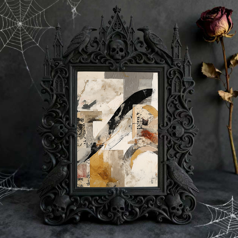 Elegant-modern Gothic Dark-style Photo Frame | Paranormal Themed Bookstore Nook Decor, Photo Ornament, Wall-mountable & Tabletop, Elegant Fr