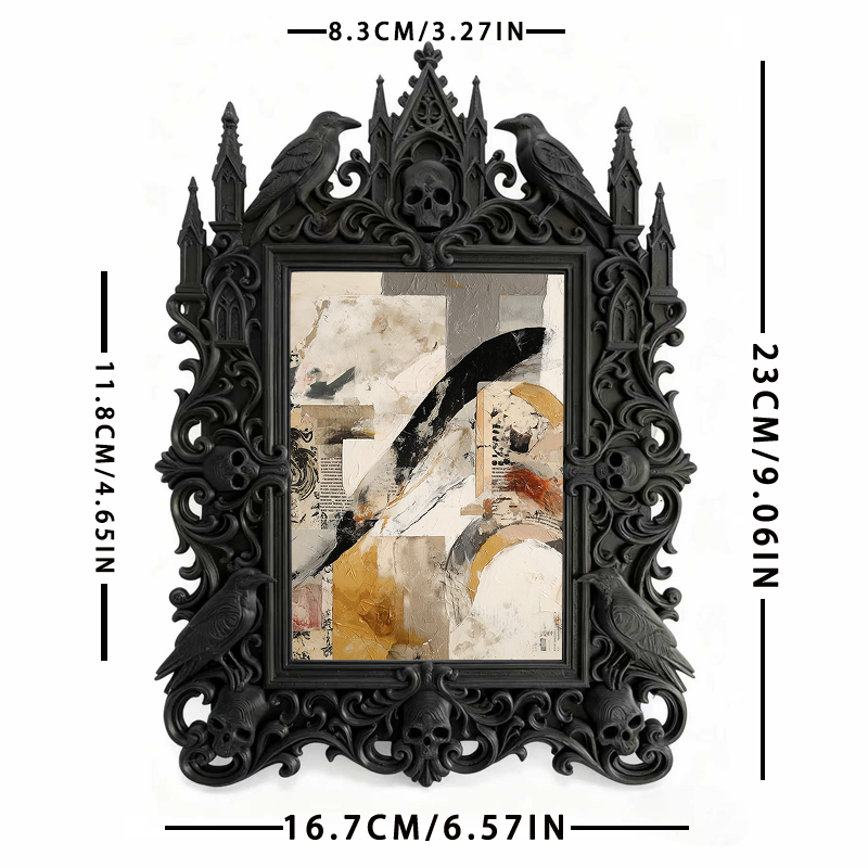 Elegant-modern Gothic Dark-style Photo Frame | Paranormal Themed Bookstore Nook Decor, Photo Ornament, Wall-mountable & Tabletop, Elegant Fr