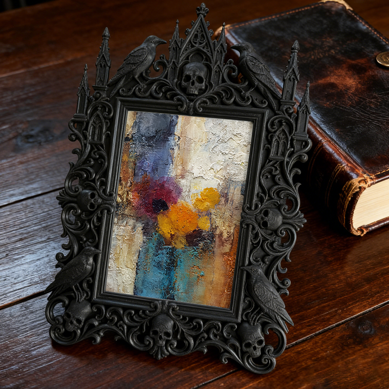 Bold-chic Gothic Dark-style Photo Frame | Dark Fantasy Tabletop RPG Setup Decor, Photo Ornament, Wall-mountable & Tabletop, Creative Frame