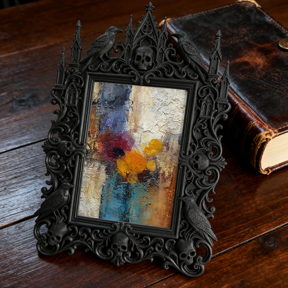 Bold-chic Gothic Dark-style Photo Frame | Dark Fantasy Tabletop RPG Setup Decor, Photo Ornament, Wall-mountable & Tabletop, Creative Frame