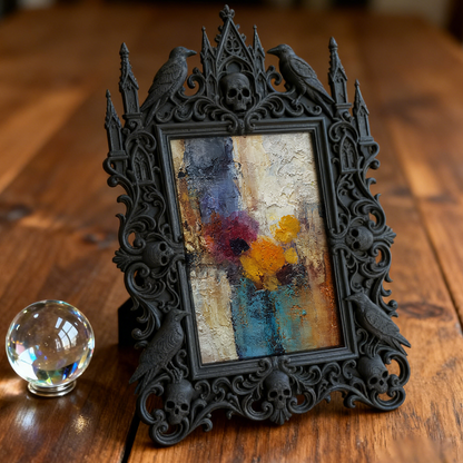 Bold-chic Gothic Dark-style Photo Frame | Dark Fantasy Tabletop RPG Setup Decor, Photo Ornament, Wall-mountable & Tabletop, Creative Frame