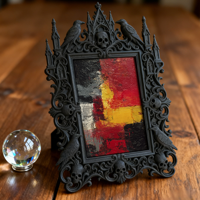 TikTok-trending Gothic Dark-style Photo Frame | Ghost-themed Tiny House Decor, Photo Ornament, Wall-mountable & Tabletop, Plastic Frame