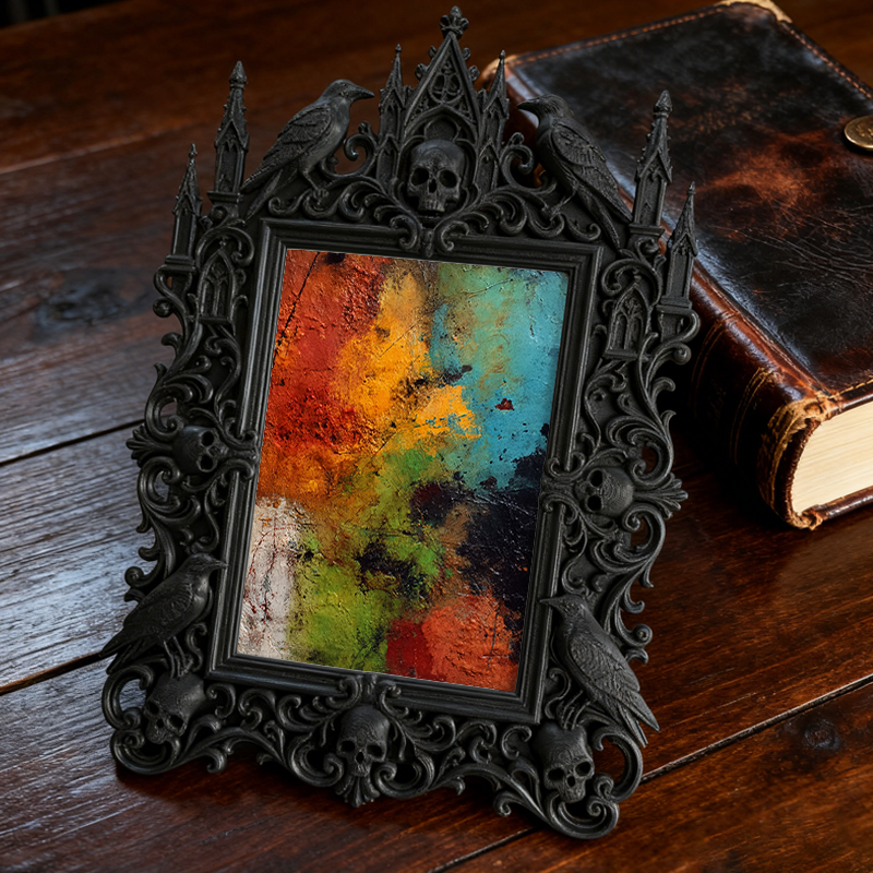 Top-tier Gothic Dark-style Photo Frame | Dark Academia Dorm Study Wall Decor, Photo Ornament, Wall/Table Dual-use, Durable Frame