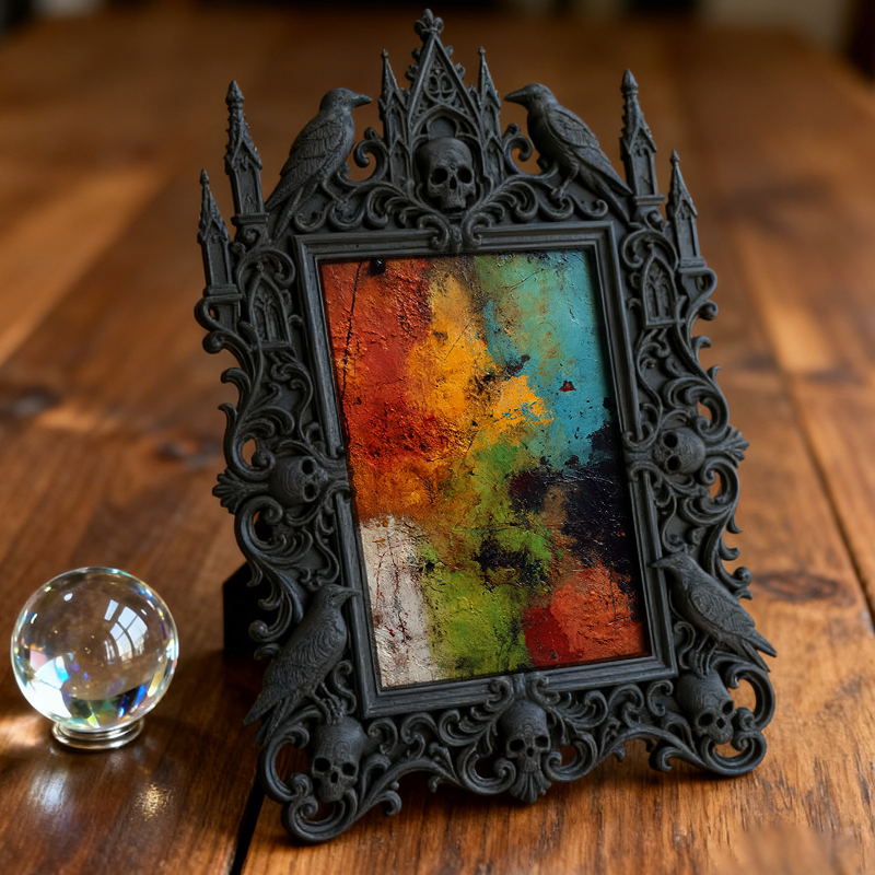 Top-tier Gothic Dark-style Photo Frame | Dark Academia Dorm Study Wall Decor, Photo Ornament, Wall/Table Dual-use, Durable Frame