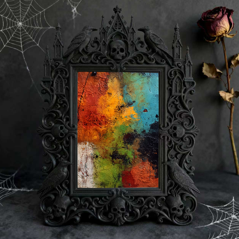 Top-tier Gothic Dark-style Photo Frame | Dark Academia Dorm Study Wall Decor, Photo Ornament, Wall/Table Dual-use, Durable Frame