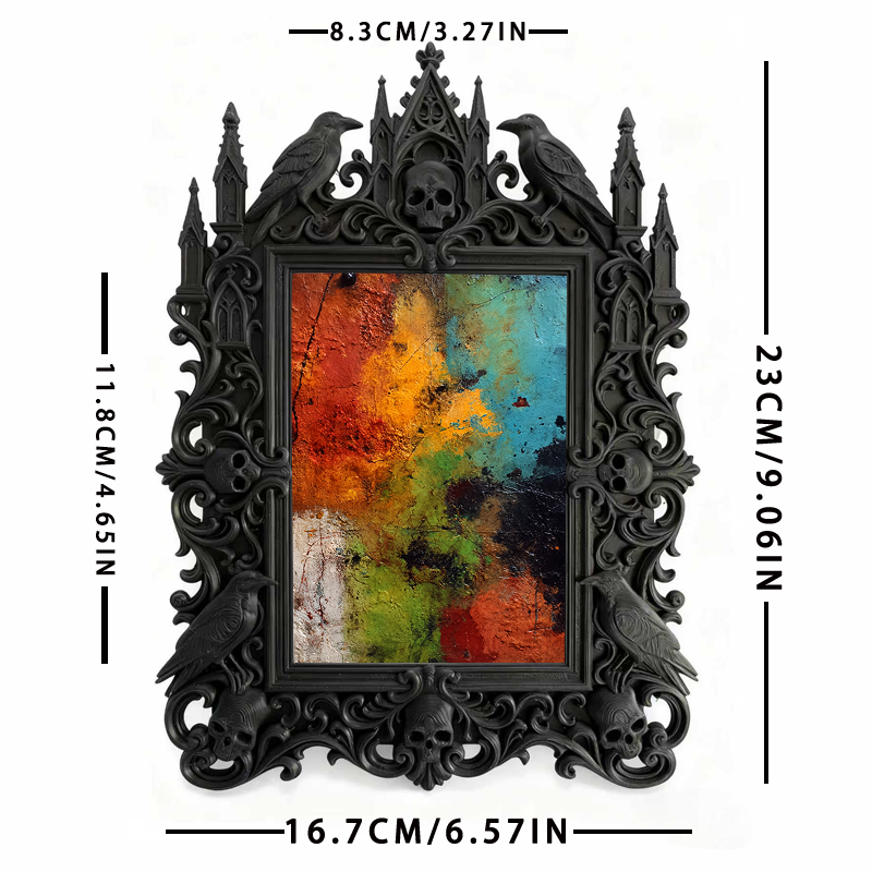 Top-tier Gothic Dark-style Photo Frame | Dark Academia Dorm Study Wall Decor, Photo Ornament, Wall/Table Dual-use, Durable Frame