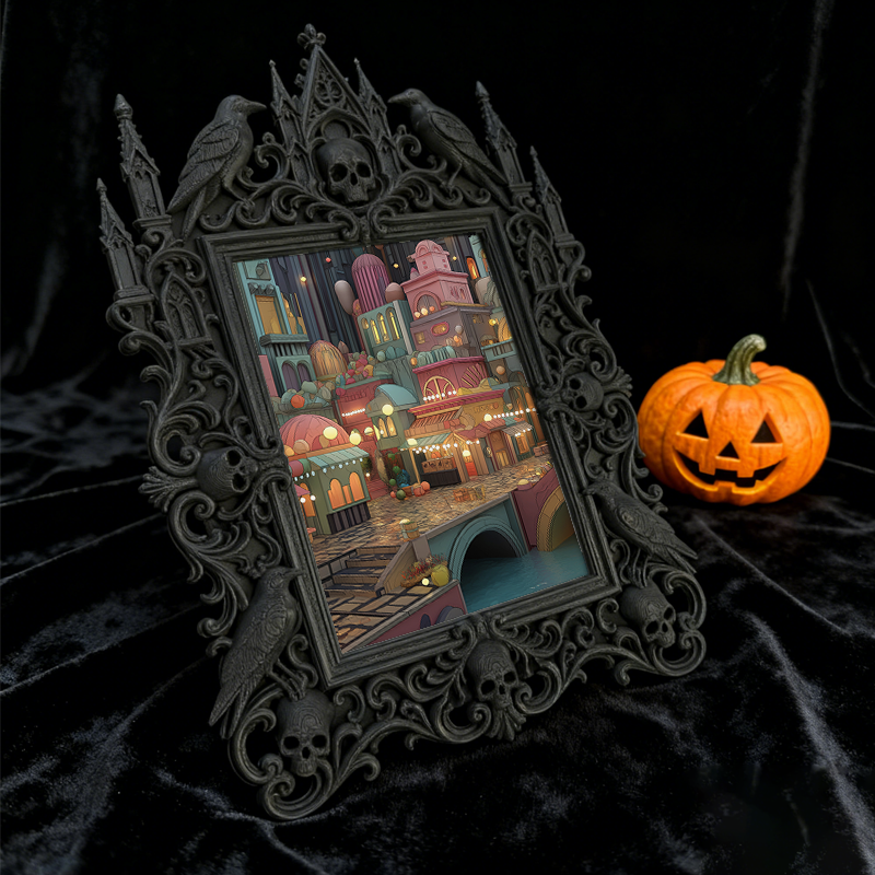 Fast-moving Gothic Dark-style Photo Frame | Gothic Whiskey Tasting Room Decor, Photo Ornament, Dual-use Display, Retro Plastic Frame