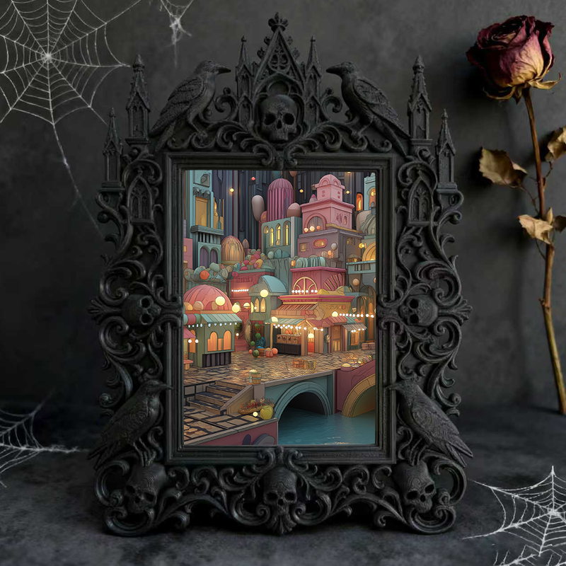 Fast-moving Gothic Dark-style Photo Frame | Gothic Whiskey Tasting Room Decor, Photo Ornament, Dual-use Display, Retro Plastic Frame