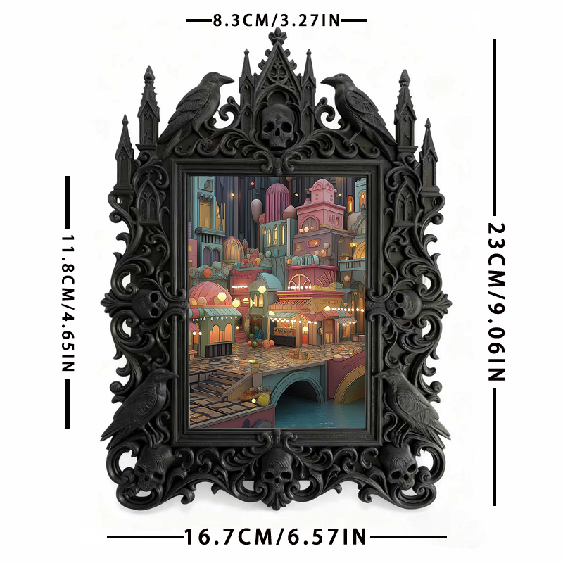 Fast-moving Gothic Dark-style Photo Frame | Gothic Whiskey Tasting Room Decor, Photo Ornament, Dual-use Display, Retro Plastic Frame