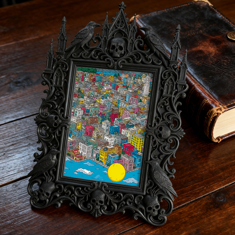 Style-defining Gothic Dark-style Photo Frame | Gothic Pet Urn Memorial Display, Photo Ornament, Wall/Table Dual-use, Eco-friendly Frame