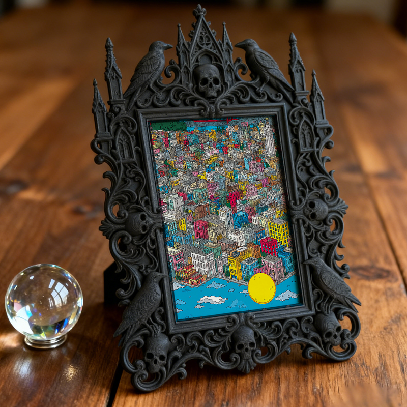 Style-defining Gothic Dark-style Photo Frame | Gothic Pet Urn Memorial Display, Photo Ornament, Wall/Table Dual-use, Eco-friendly Frame