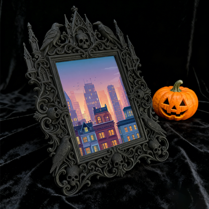 Must-own Gothic Dark-style Photo Frame | Dark Art Tattoo Studio Portfolio Display, Photo Ornament, Wall-mountable & Tabletop, Slim Frame