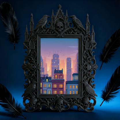 Must-own Gothic Dark-style Photo Frame | Dark Art Tattoo Studio Portfolio Display, Photo Ornament, Wall-mountable & Tabletop, Slim Frame