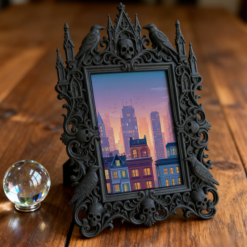 Must-own Gothic Dark-style Photo Frame | Dark Art Tattoo Studio Portfolio Display, Photo Ornament, Wall-mountable & Tabletop, Slim Frame