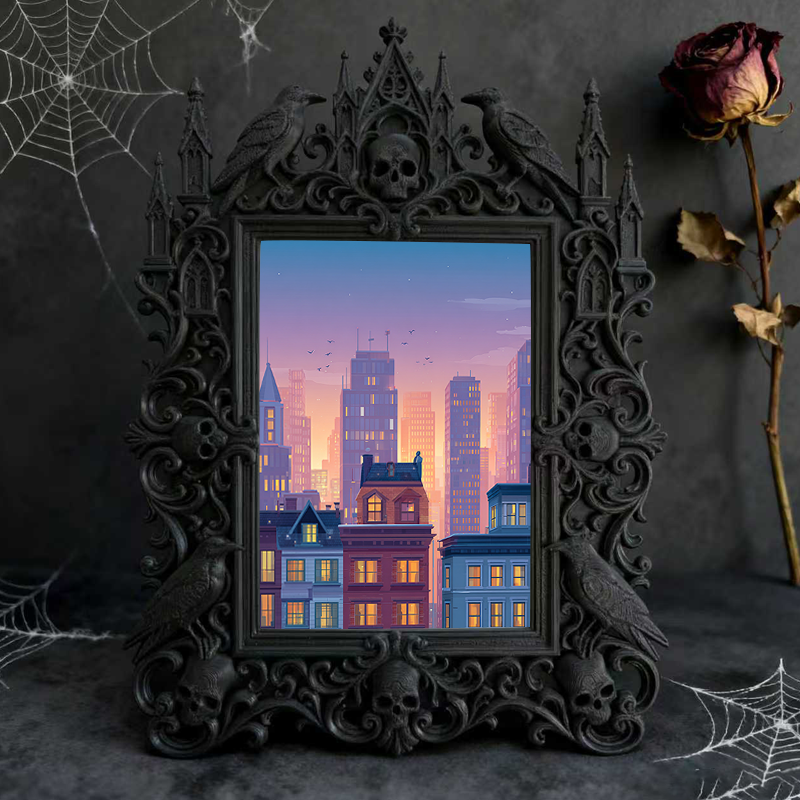 Must-own Gothic Dark-style Photo Frame | Dark Art Tattoo Studio Portfolio Display, Photo Ornament, Wall-mountable & Tabletop, Slim Frame