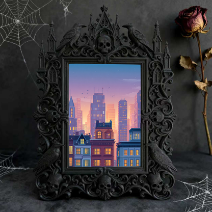 Must-own Gothic Dark-style Photo Frame | Dark Art Tattoo Studio Portfolio Display, Photo Ornament, Wall-mountable & Tabletop, Slim Frame