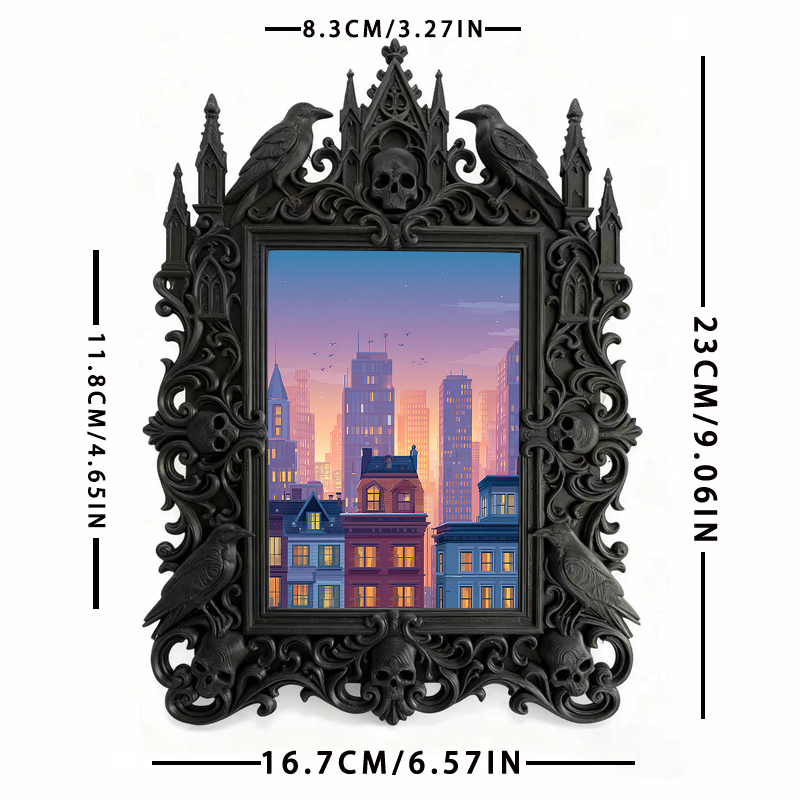 Must-own Gothic Dark-style Photo Frame | Dark Art Tattoo Studio Portfolio Display, Photo Ornament, Wall-mountable & Tabletop, Slim Frame